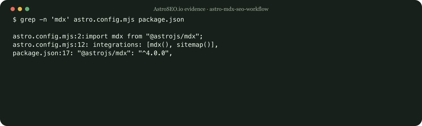 Recorded command and result for Use MDX in Astro Without Hiding the Content
