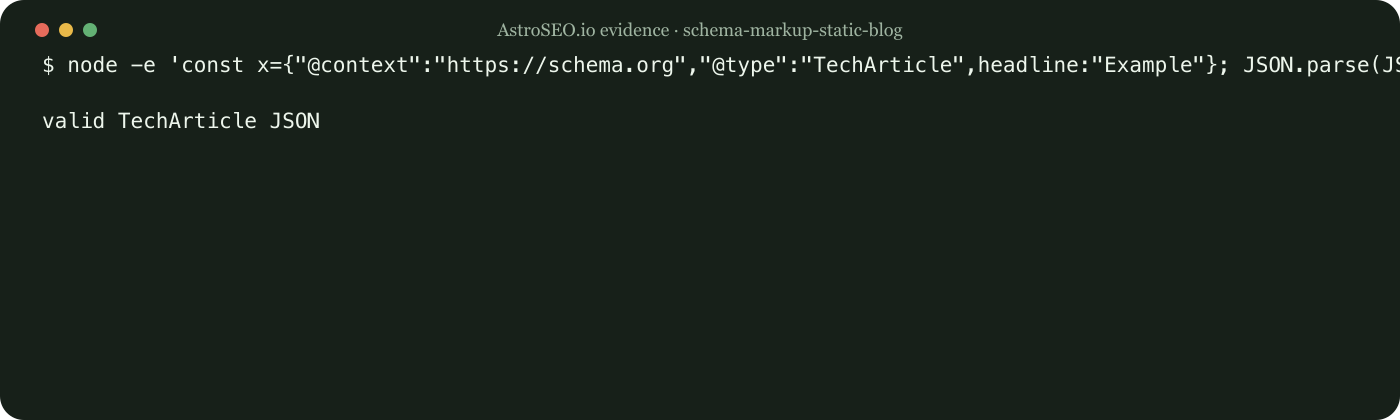 Recorded command and result for Add Structured Data to an Astro Blog Without Unsupported Claims